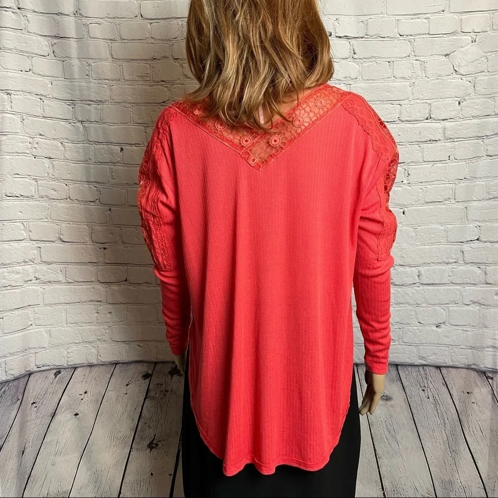 NWT New Free People Lola Lace Trim V-Neck Top Size XS